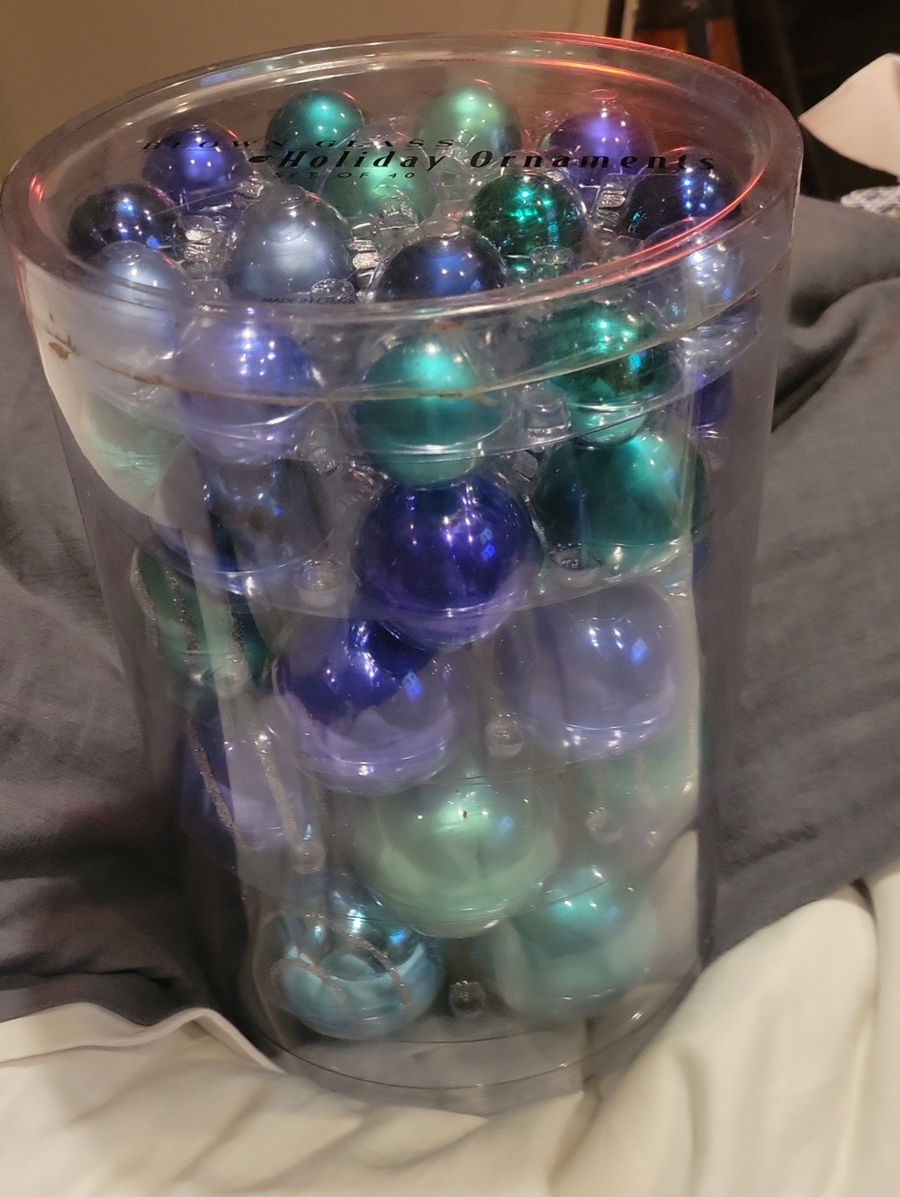 Blown Glass Christmas Bulbs Set Of 40/ Seaside & Mermaid Colors/ NIB